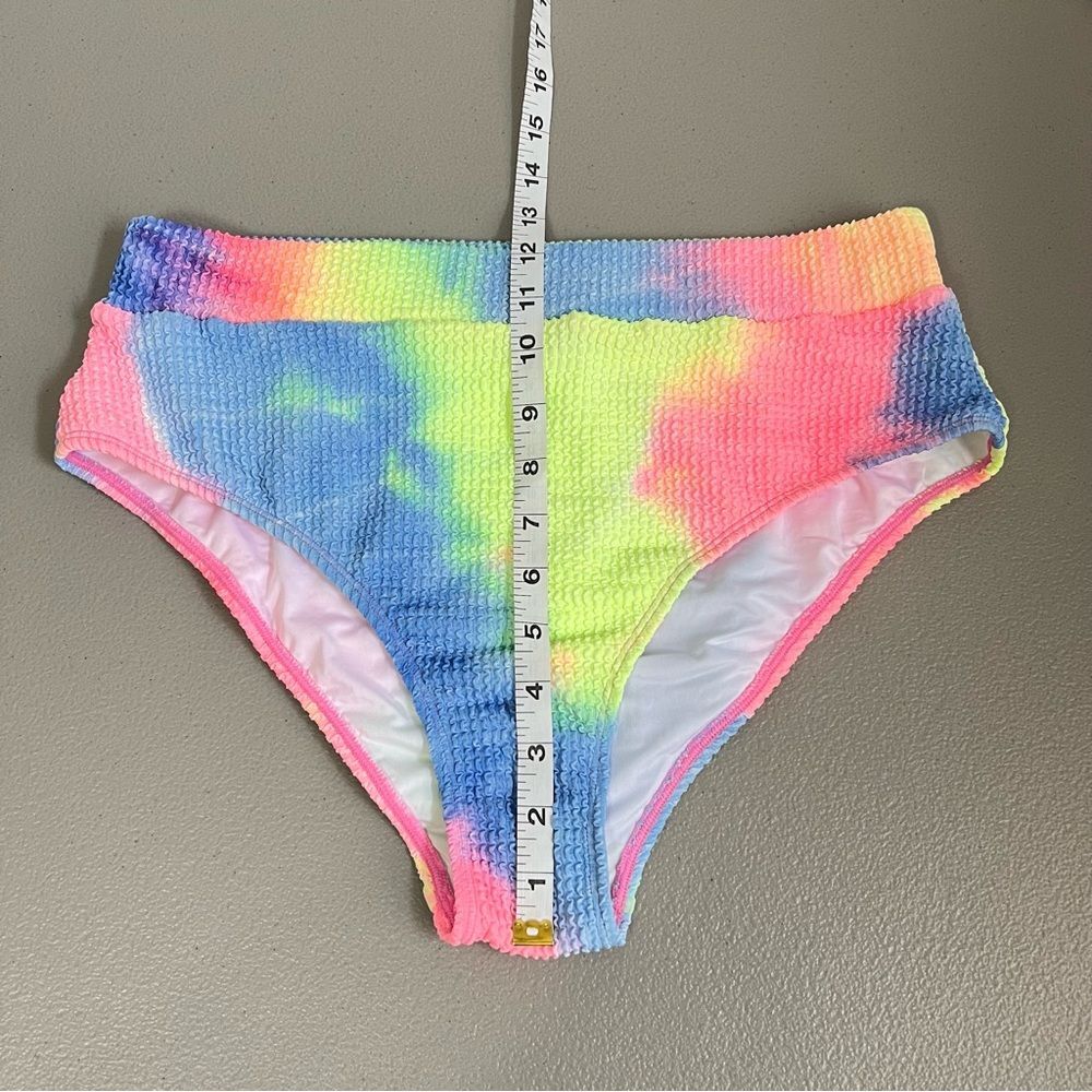 Cupshe Tie Dye Textured Scoop Neck High Waisted Bikini NWT Size Large Pastel - Picture 7 of 10